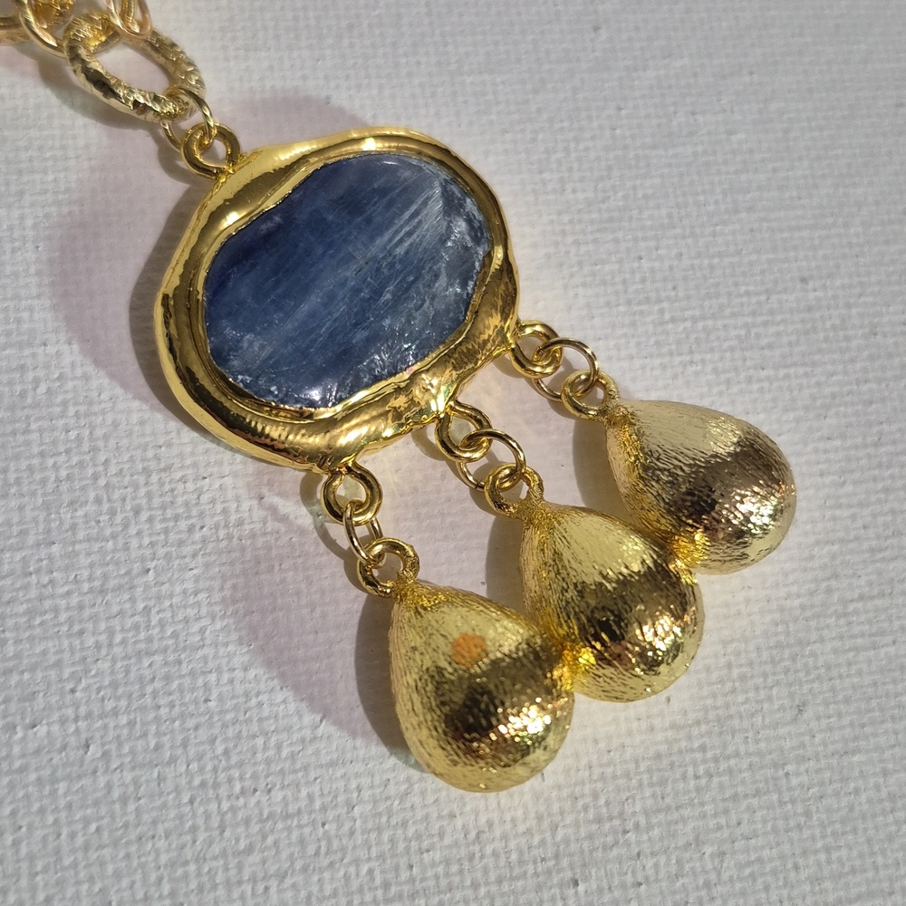 Blue Agate/Blue Kyanite gold plated Bracelet - Picture 2 of 8